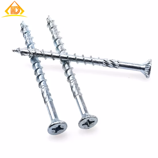 工場供給の炭素鋼チップボード木ネジ、ローレットボディとダブルヘッド CSK ポジドライブ付き